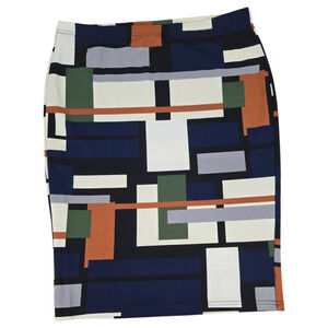 Emery Rose Wom 1XL NWOT Stretch Pencil Skirt Geometric Artsy Office Wear Career